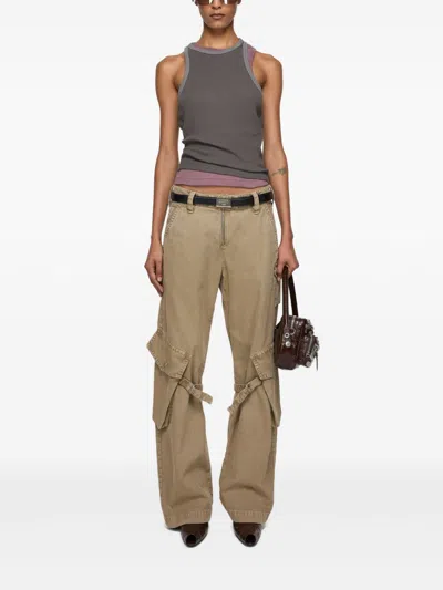 Acne Studios Wide Leg Denim Cotton Jeans With Cargo Pockets