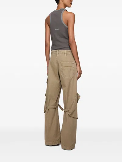 Acne Studios Wide Leg Denim Cotton Jeans With Cargo Pockets
