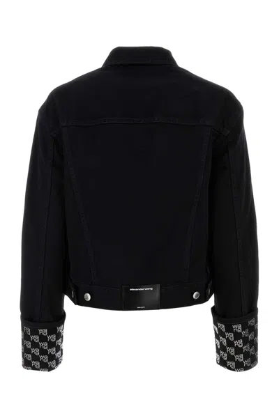 Alexander Wang Embellished Cotton Straight Jacket In Black