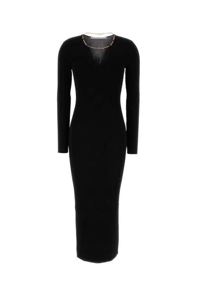 Alexander Wang Stretch Viscose Blend Dress With Gold-tone Detail In Black
