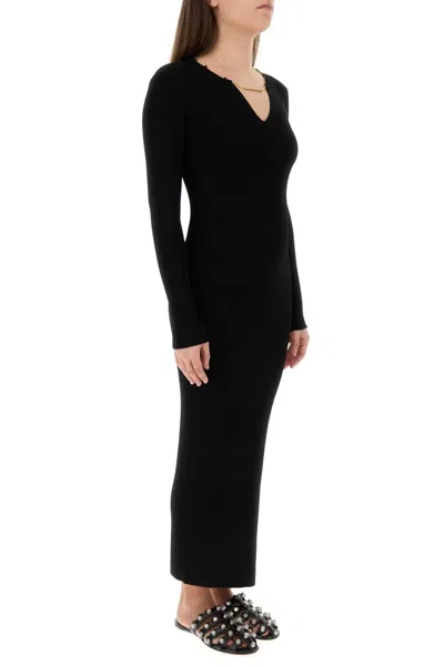 Alexander Wang Stretch Viscose Blend Dress With Gold-tone Detail In Black