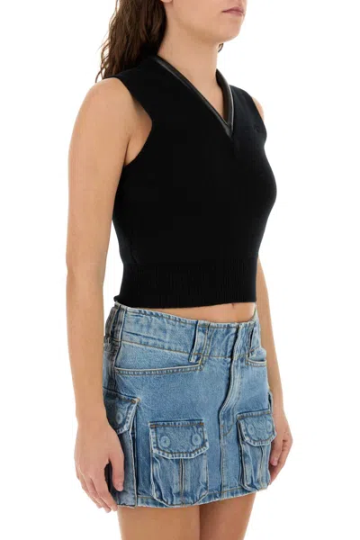 Alexander Wang Women Black Stretch Wool Blend Vest In Black