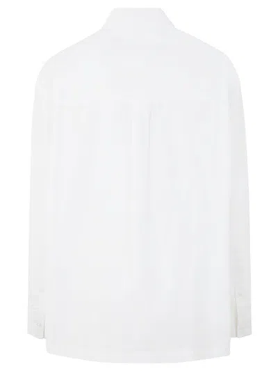 Alexander Wang Button Up Boyfriend Shirt In Compact Cotton With Apple Logo Patch In White