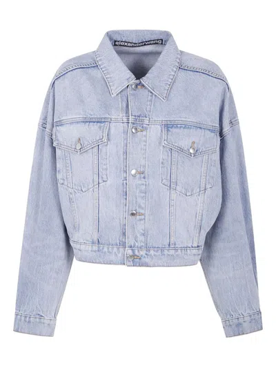 Alexander Wang Clip Trucker Jacket Clothing In Blue