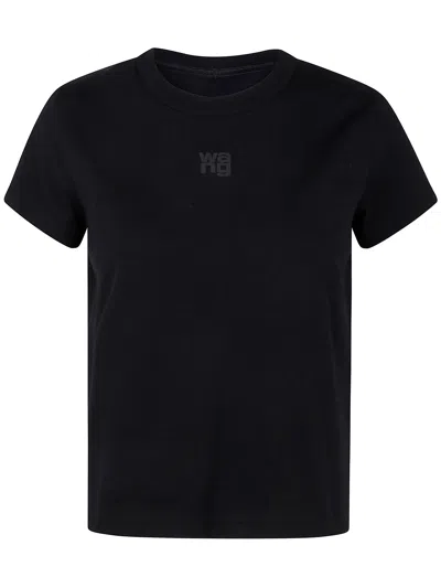 Alexander Wang Puff Logo Cotton Jersey Shrunken T-shirt Clothing In Black