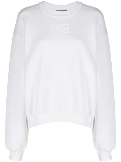 Alexander Wang Women Essential Terry Crew Sweatshirt With Puff Paint Logo In White
