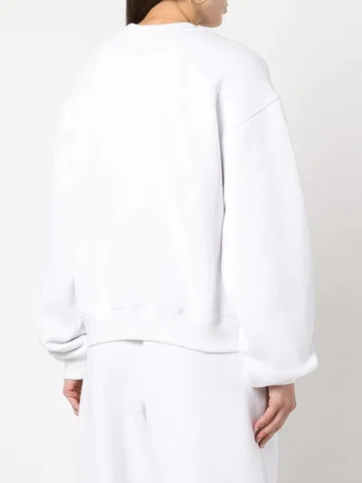 Alexander Wang Women Essential Terry Crew Sweatshirt With Puff Paint Logo In White
