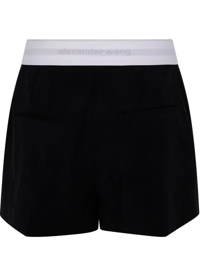 Alexander Wang High Waisted Pleated Short With Logo Elastic Clothing