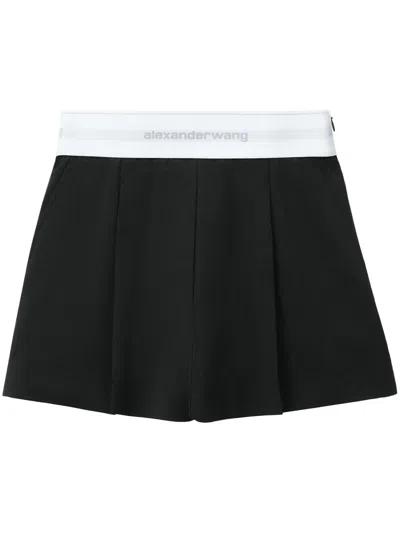 Alexander Wang High Waisted Pleated Short With Logo Elastic Clothing