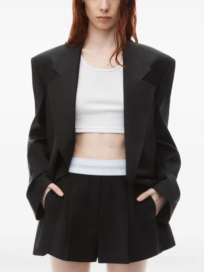 Alexander Wang High Waisted Pleated Short With Logo Elastic Clothing