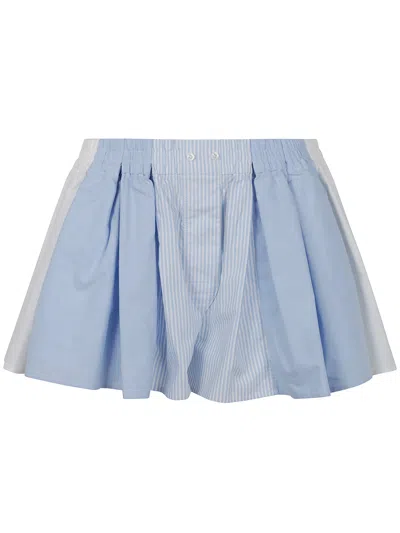 Alexander Wang Playful Striped And Solid Boxer-style Shorts In Blue