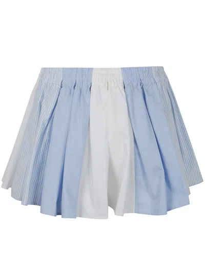 Alexander Wang Playful Striped And Solid Boxer-style Shorts In Blue