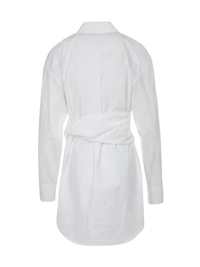 Alexander Wang Pulled Shirt Dress With Back Cummerbund Clothing In White