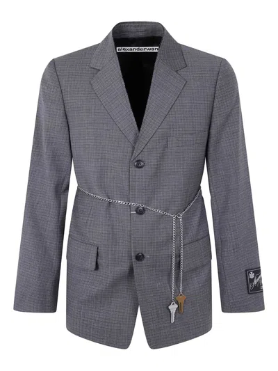Alexander Wang Tailored Blazer With Chain Belt And Check Pattern