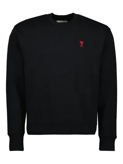 Ami Alexandre Mattiussi Ami De Coeur Logo-embroidered Pullover Sweatshirt In Black