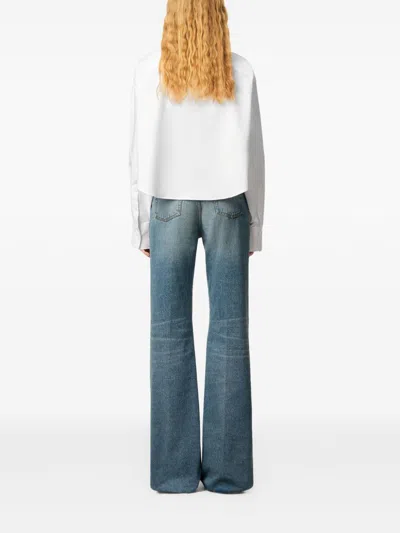 Ami Alexandre Mattiussi White Cotton Ami De Coeur Cropped Oversized Shirt White In White