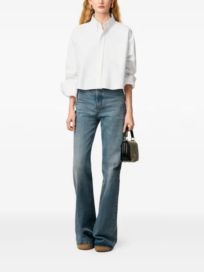 Ami Alexandre Mattiussi White Cotton Ami De Coeur Cropped Oversized Shirt White In White