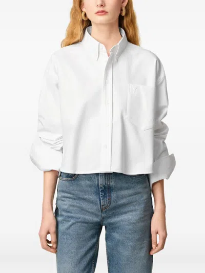 Ami Alexandre Mattiussi White Cotton Ami De Coeur Cropped Oversized Shirt White In White