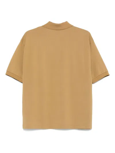 Auralee Polo Shirt Cotton Ribbed Cuffs In Brown