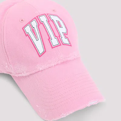 Balenciaga Distressed Cotton Visor Hat With Curved Brim In Pink
