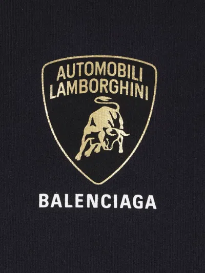 Balenciaga Black Hoodie With Fixed Hood And Logo Print On The Front In Cotton Man In Black