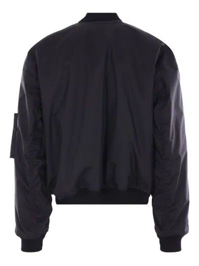 Balenciaga Men Bomber Jacket With Logo In Black