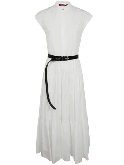 Max Mara Studio Bairo Long Belted Dress Clothing In Gray