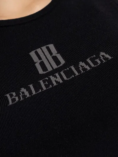 Balenciaga Women Logo Tank Top In Black