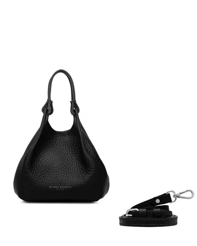 Gianni Chiarini Small Dua Textured Leather Shoulder Bag In Black