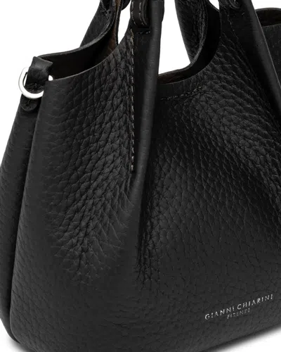 Gianni Chiarini Small Dua Textured Leather Shoulder Bag In Black