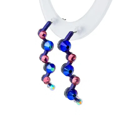 Acid Cat Women's Blue / Pink Zig Zag Constellation Sparkle Earring