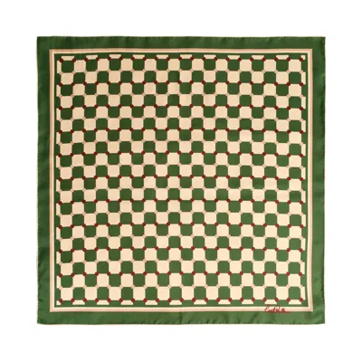 Lost Pattern Nyc Women's Checkerboard Silk Bandana Scarf - Green