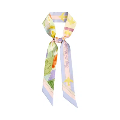 Lost Pattern Nyc Women's Pink / Yellow I Am My Own Muse By Frida Silk Twill Skinny Scarf