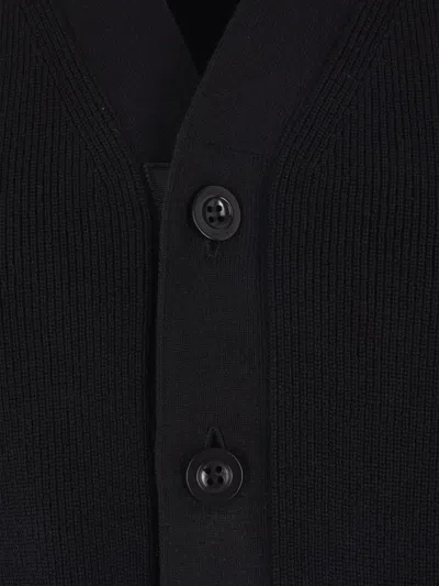 Sacai Pleated-panel Short-sleeve Cardigan In Blue
