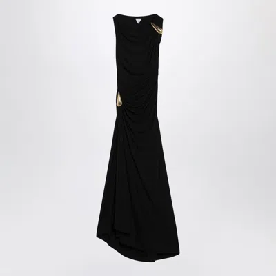 Bottega Veneta Women Long Black Dress With Drop Detail In Black