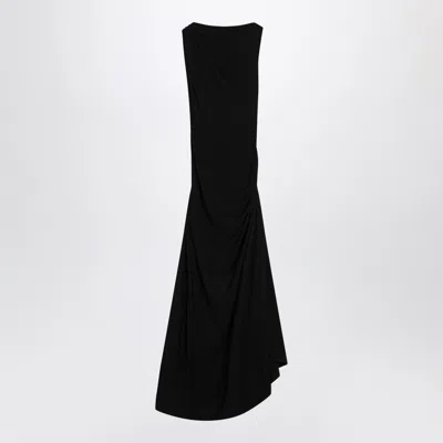 Bottega Veneta Women Long Black Dress With Drop Detail In Black