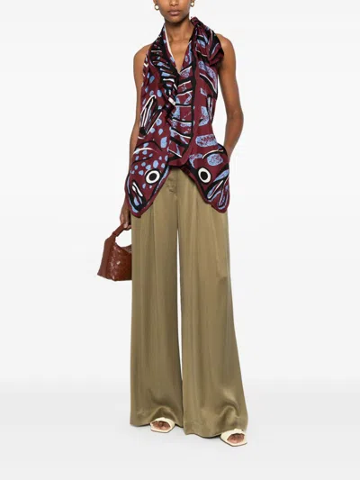 Bottega Veneta Women Printed Silk Top In Burgundy