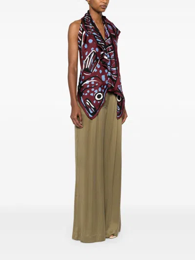 Bottega Veneta Women Printed Silk Top In Burgundy