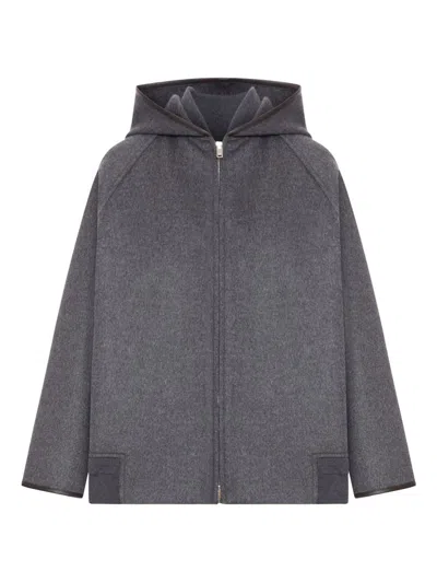Bottega Veneta Women Double Face Wool Hooded Blouson With Leather Piping