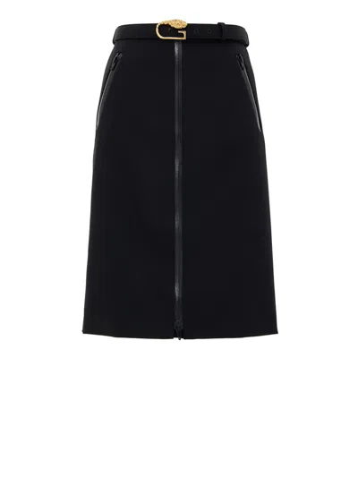 Gucci Black Skirt With Zip And Belt