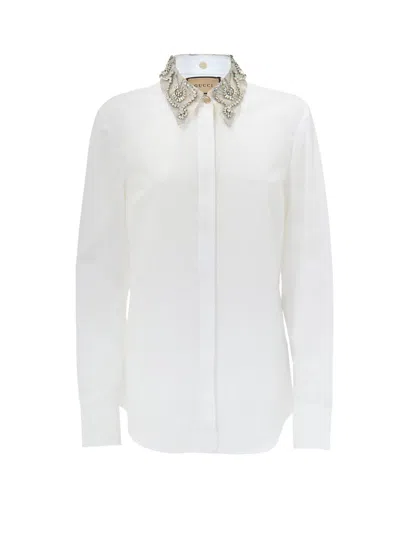 Gucci Detachable Collar Buttoned Shirt In White