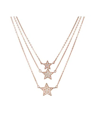 Marcello-pane Necklace In Silver Roses And Stars With Zircons Woman Marcello Pane Clms-094