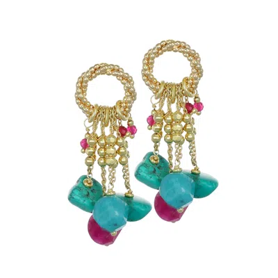 Nivy Earrings Fuchsia And Green Woman  Smeralda Oarp0544-g