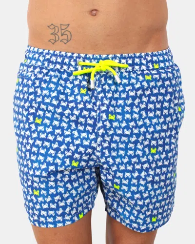 Mc2 Saint Barth Light And Stretch Swimshort - Crab Background 6194 In Blue