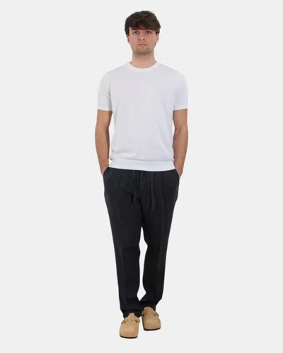 40 Weft Linen Trousers  With Coulisse - W1738 Blue