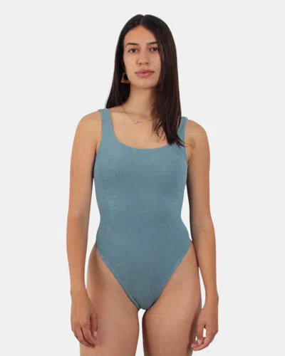 Mc2 Saint Barth Crinkle Classic Onepiece Swimsuit - Crinkle Lurex 36 In Blue