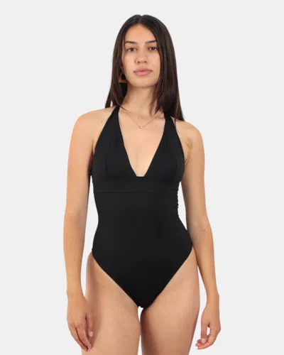 Mc2 Saint Barth Marylin Halterneck Swimsuit In Black