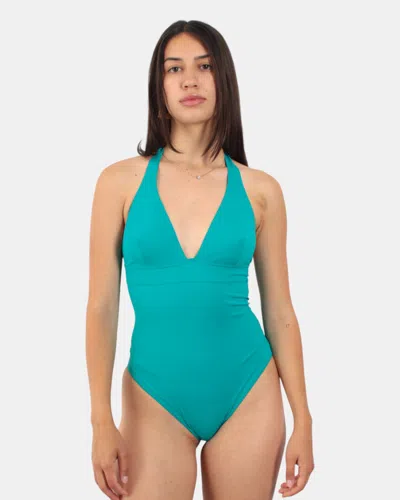 Mc2 Saint Barth Breasted Halter One Piece Swimsuit - 59 Teal Green In Blue