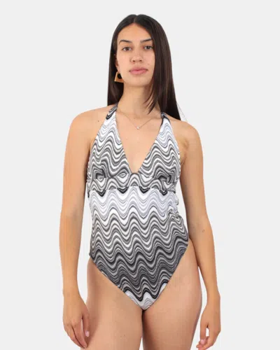 Mc2 Saint Barth Breasted Halter One Piece Swimsuit - Rachel Sea Wave 00 In Gray