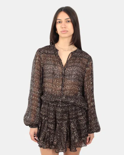 Mc2 Saint Barth Mini Skirt Woman - Silk Voile Lurex Geo Leo In Brown
